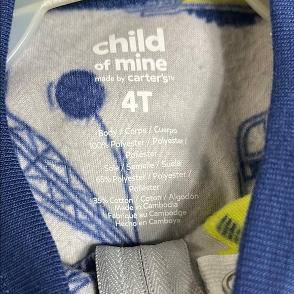 Carter's 4T Gray and Yellow Footed One Piece with Zip-Up Front - Picture 4 of 4